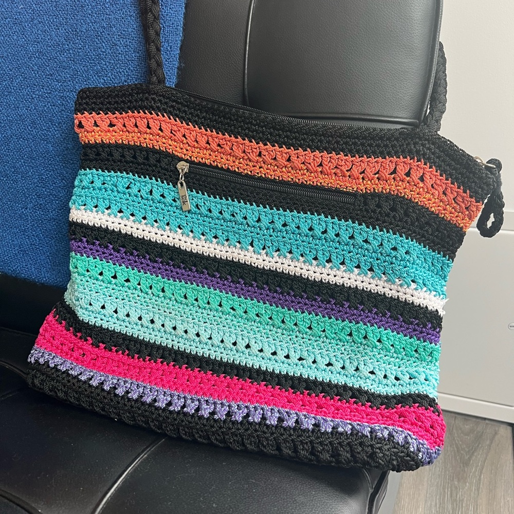 The Sak Multi Colour Crochet Tote Bag with zippers